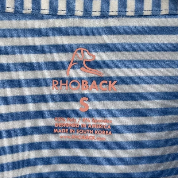 Rhoback Blue and White Striped Polo Shirt - Picture 8 of 8